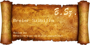 Breier Szibilla névjegykártya